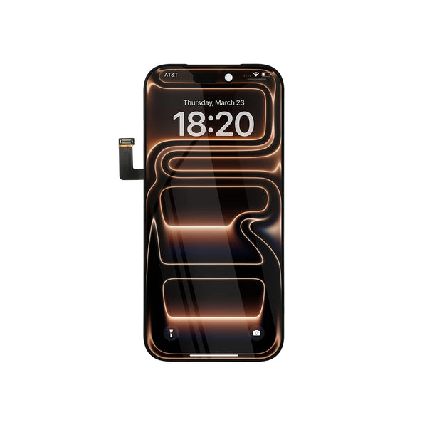 Smartphone with reflective screen on a white background