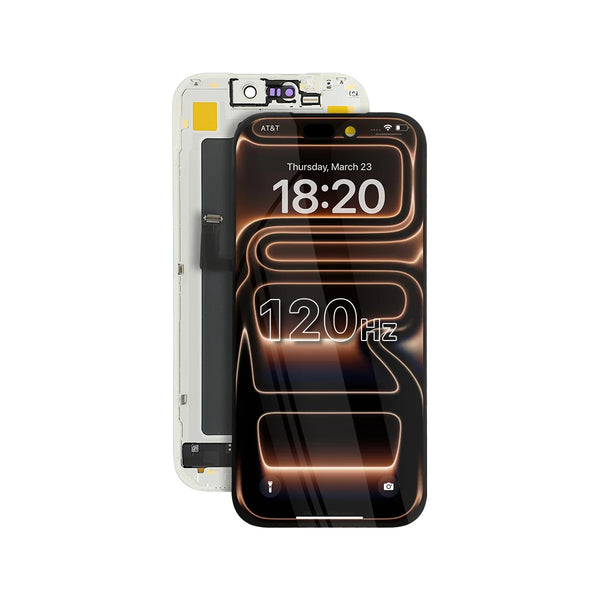 Smartphone display with 120Hz refresh rate on a white background