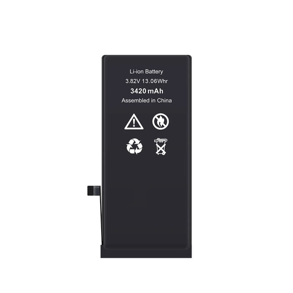 Black Li-ion battery with specifications on a white background