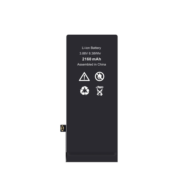 Black iphone se 2022 battery with specifications on a white background