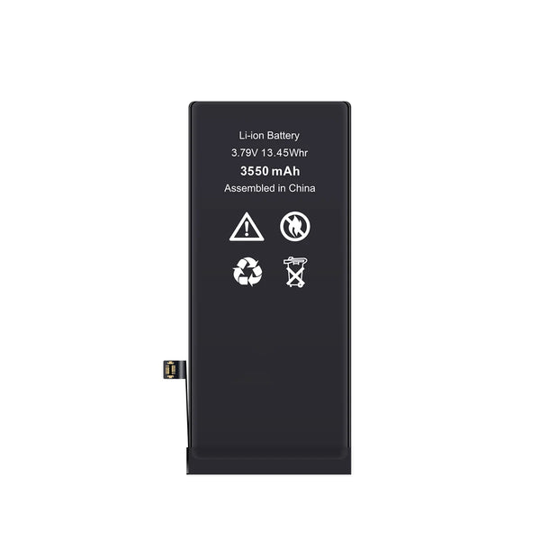 Li-ion battery with specifications on a white background