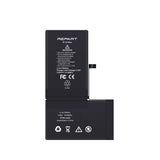 Schwarze Batterie mit Repart-Logo auf weißem Hintergrund